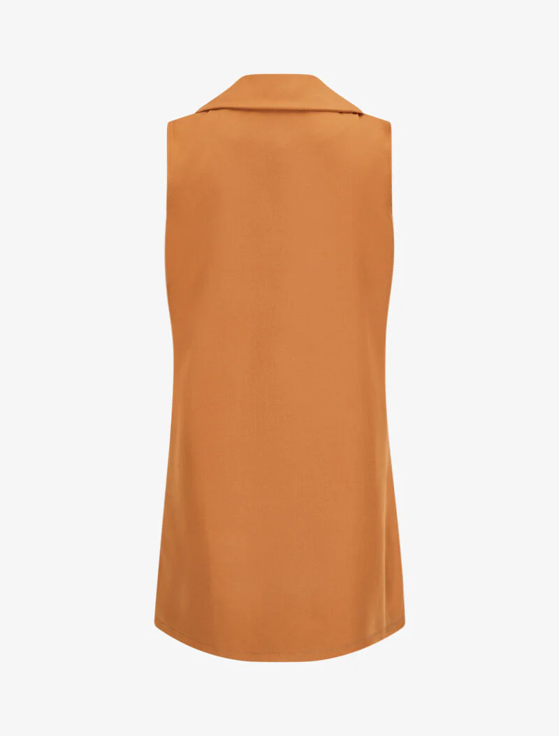 Mouwloze blazerstijl jas - Camel - Image 2