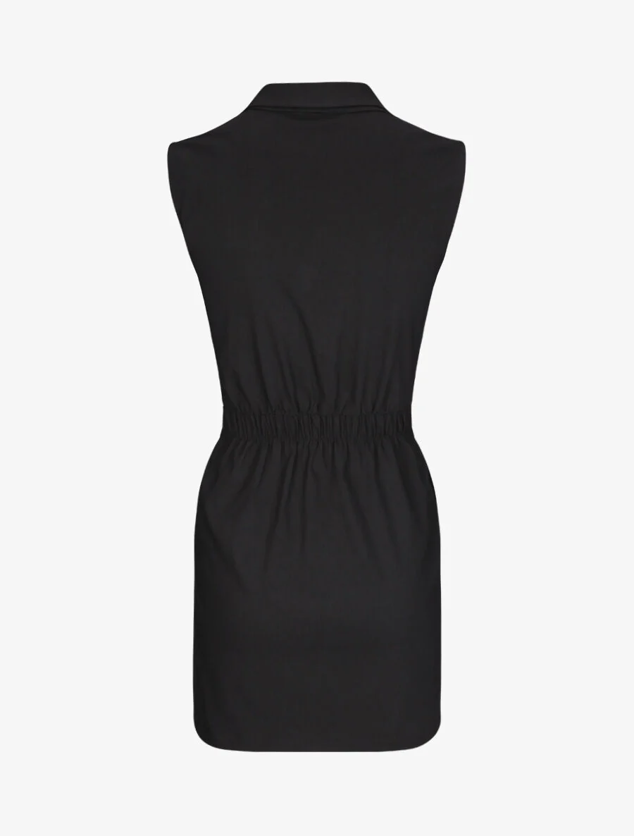 Mouwloze jurk met riem - Zwart - Image 2