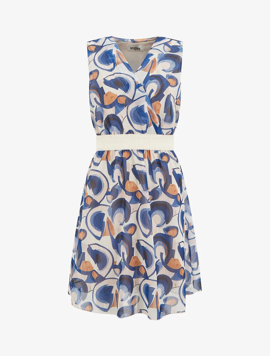 Mouwloze skaterjurk met grafische print - Marine