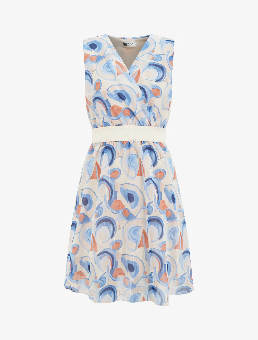 Mouwloze skaterjurk met grafische print - Lichtblauw