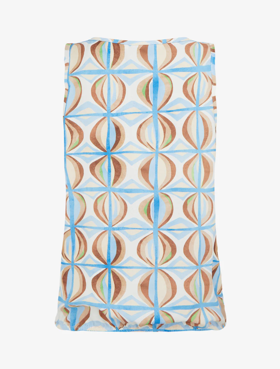 Mouwloze top met fantasieprint - Lichtblauw - Image 2