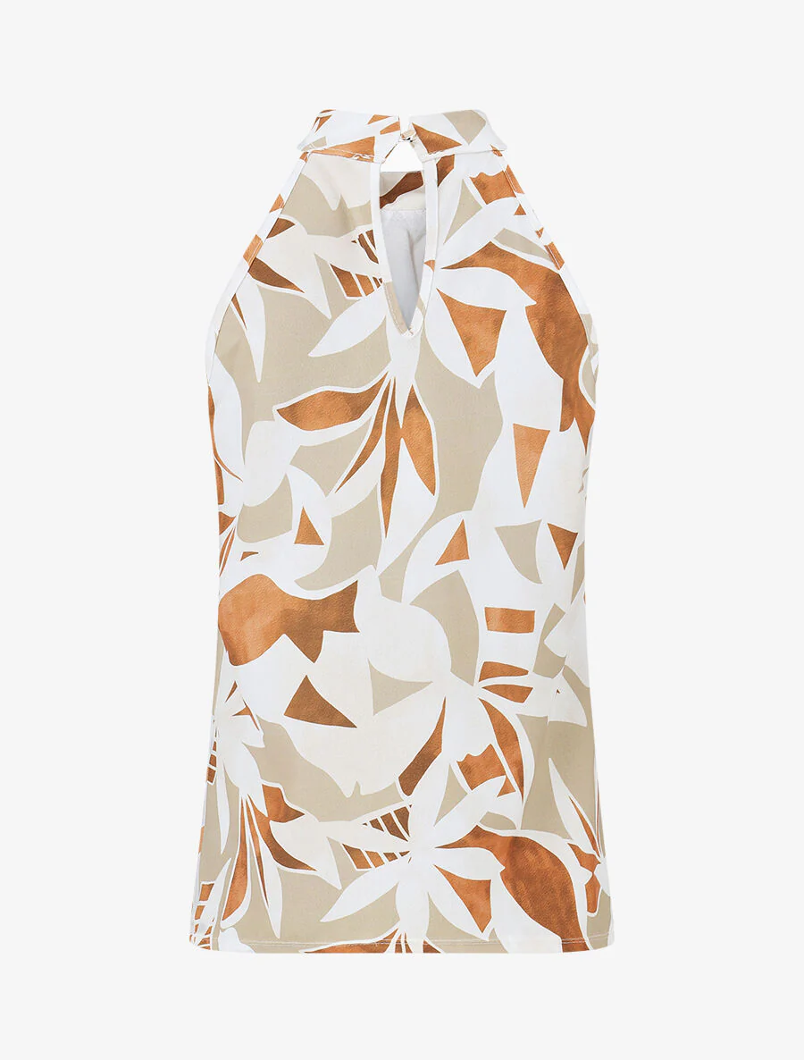 Mouwloze top met grafische print - Kameel - Image 2