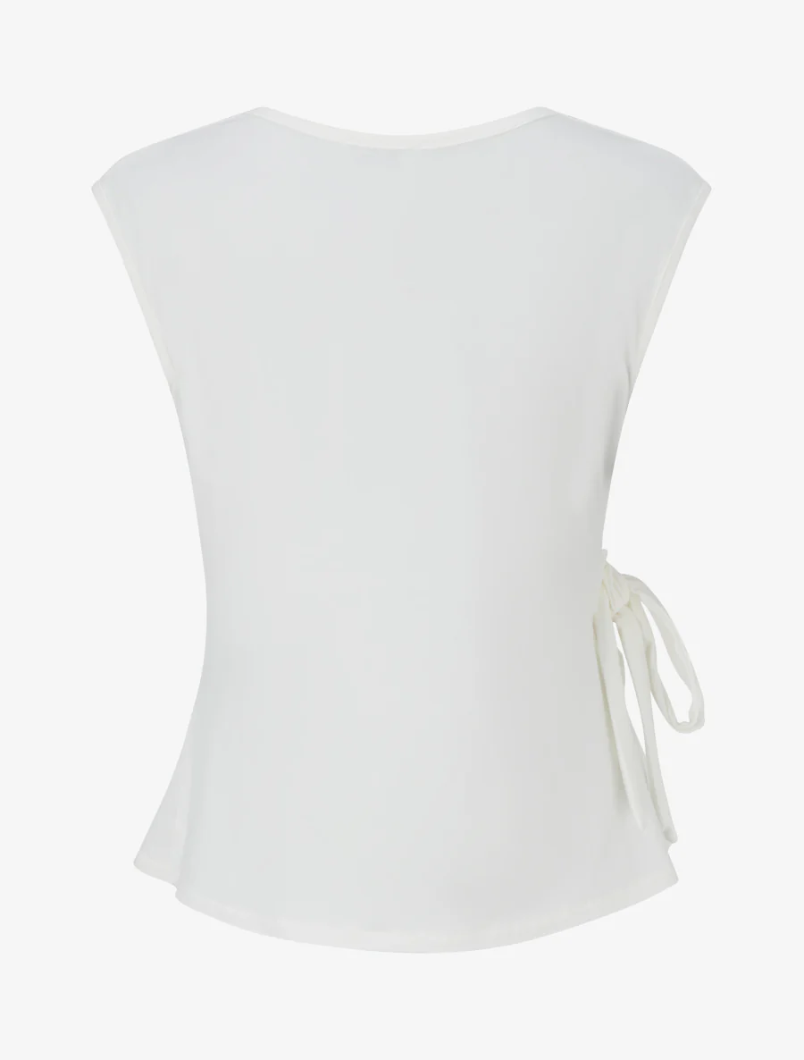 Mouwloze top met overslagkraag. - Wit - Image 2
