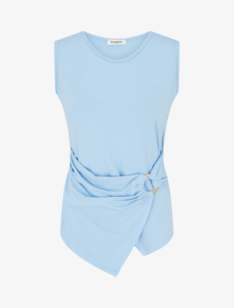 Mouwloze top met ringdetails - Lichtblauw