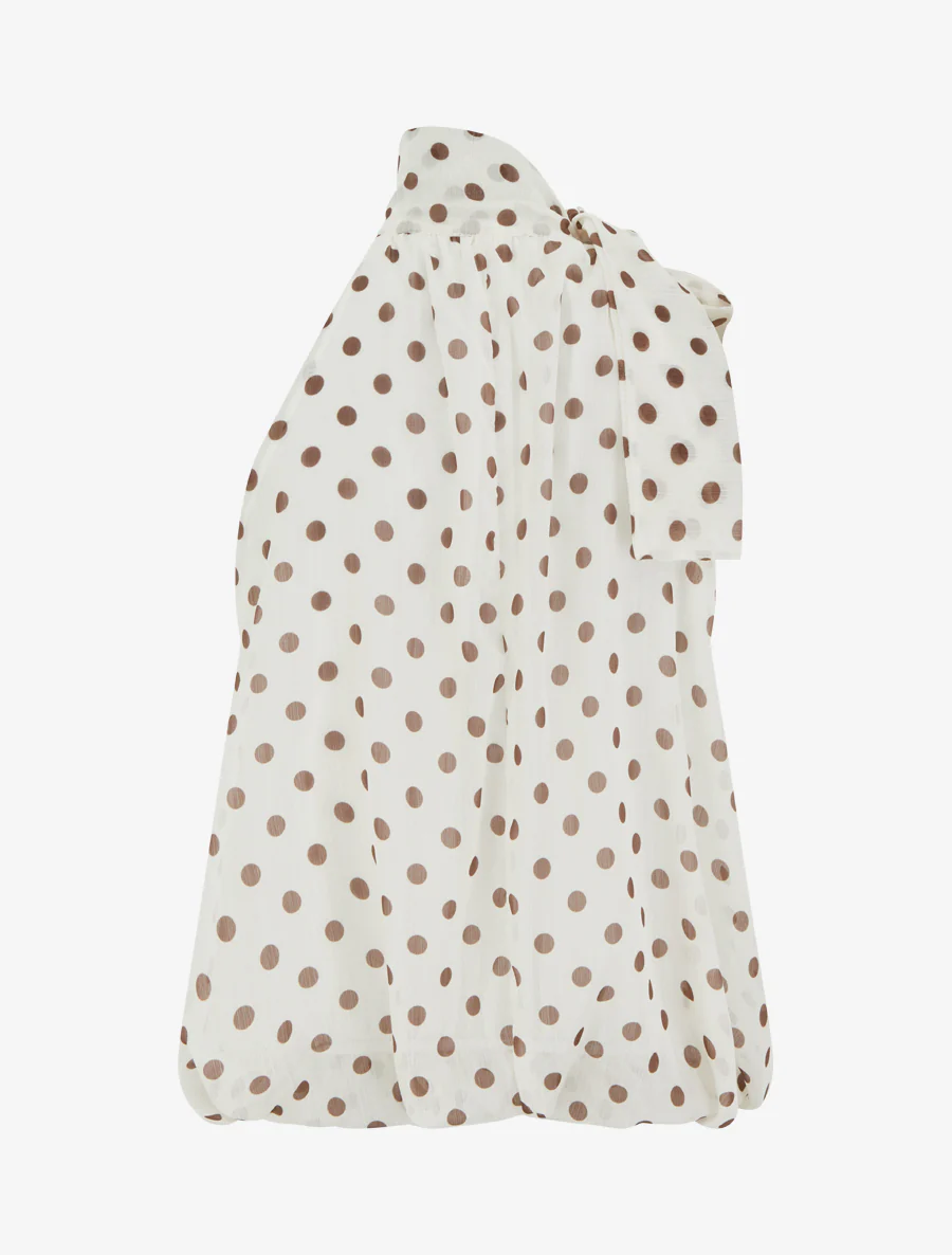 Mouwloze top met stippenprint - Ecru - Image 2