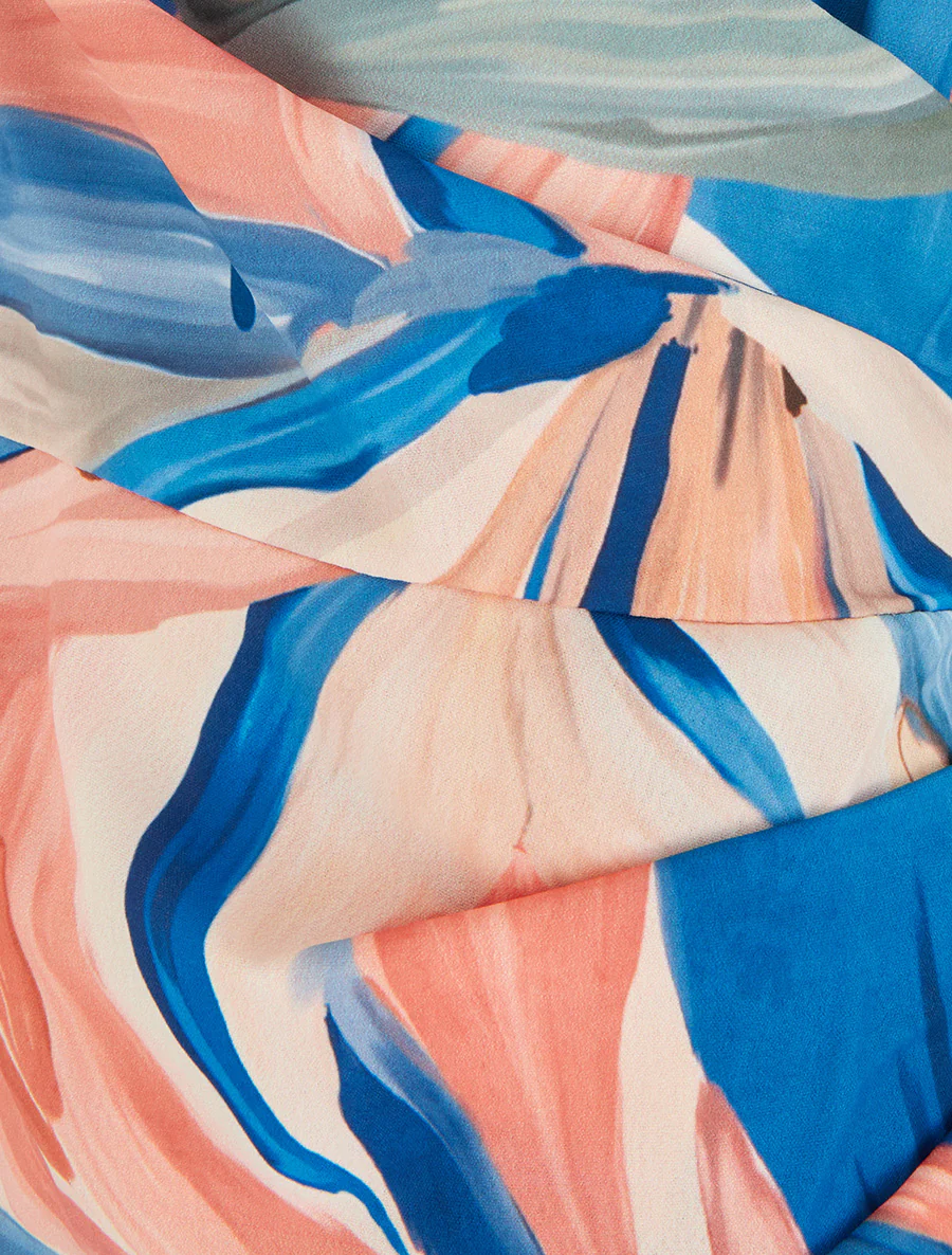 Mouwloze wikkeljurk met leliebloemenprint. - Donkerblauw - Image 3