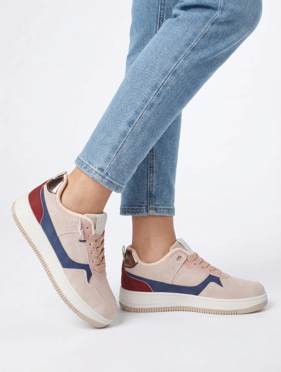 Nubuck-effect sneakers met dikke zool - Roos - Image 5
