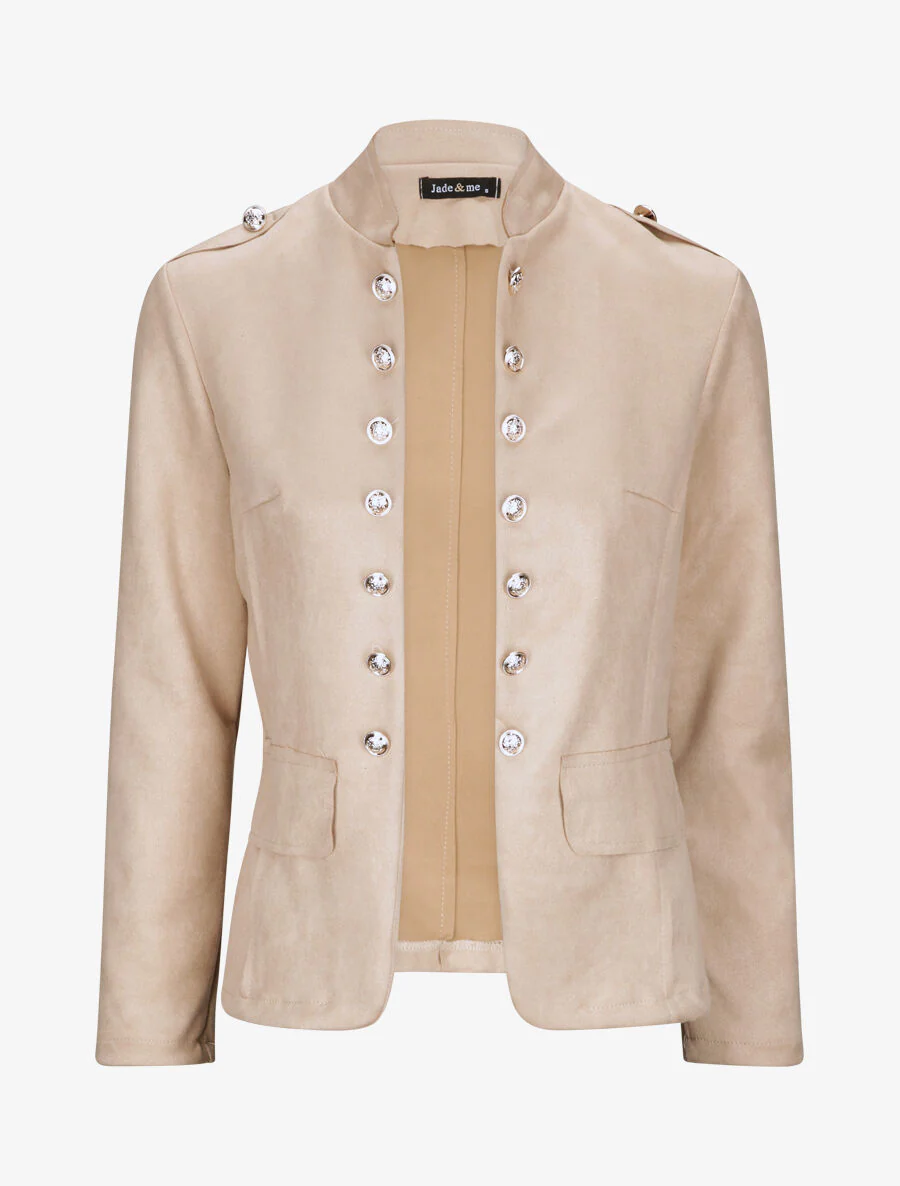 Getailleerd officiersjasje in suèdine - Beige