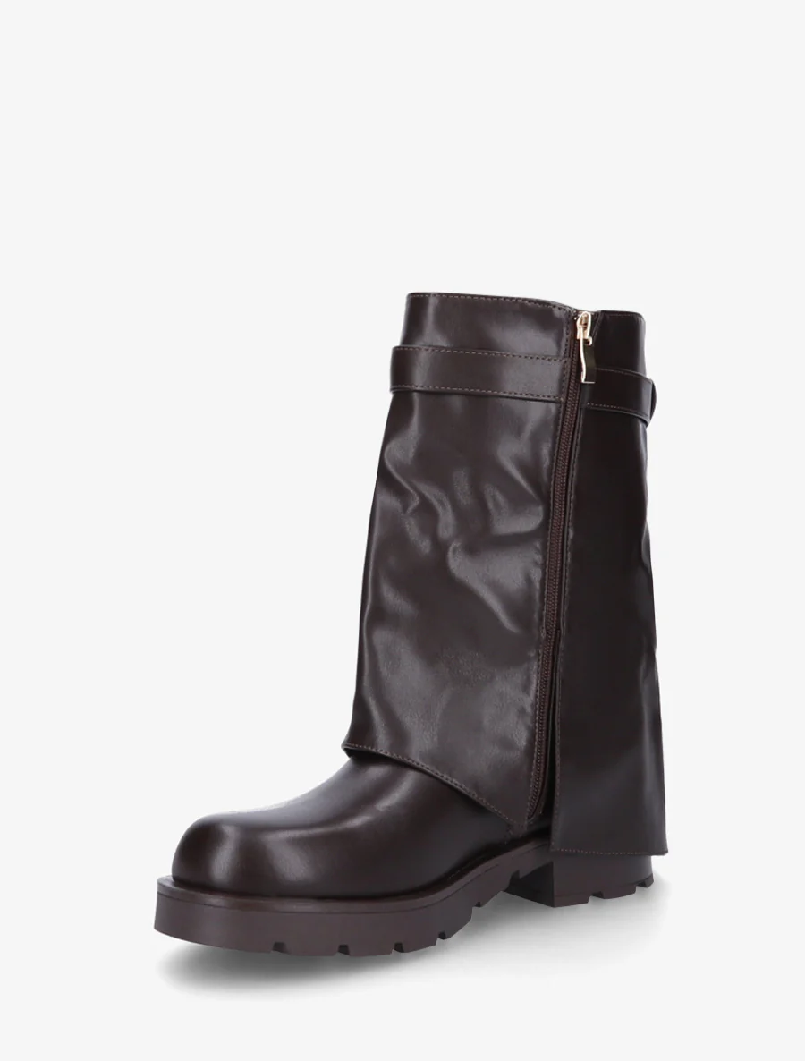 Omgekeerde enkellaarsjes met riem en juweel - Chocolade - Image 3