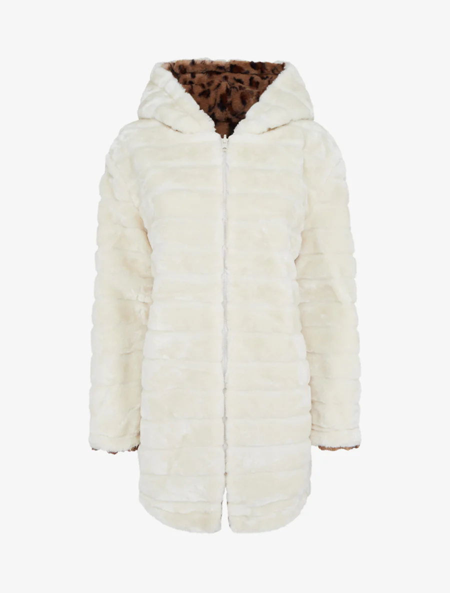Omkeerbare jas van imitatiebont - Beige