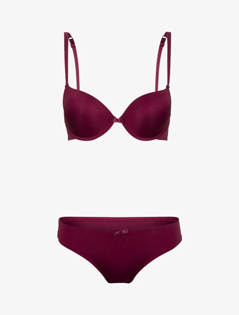 Onzichtbare satijnen set - bordeaux
