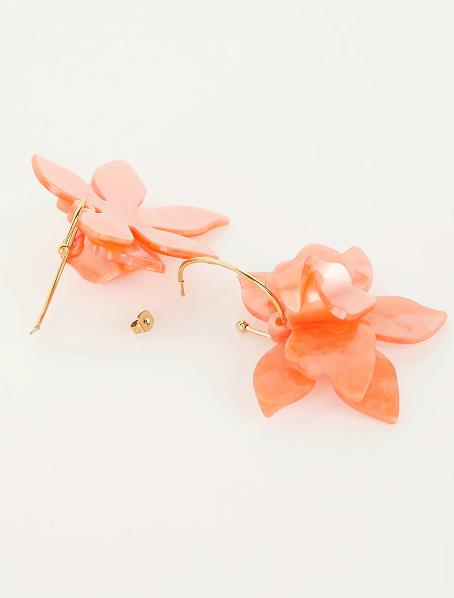 Oorbellen met bloemenmotief - Koraal - Image 3