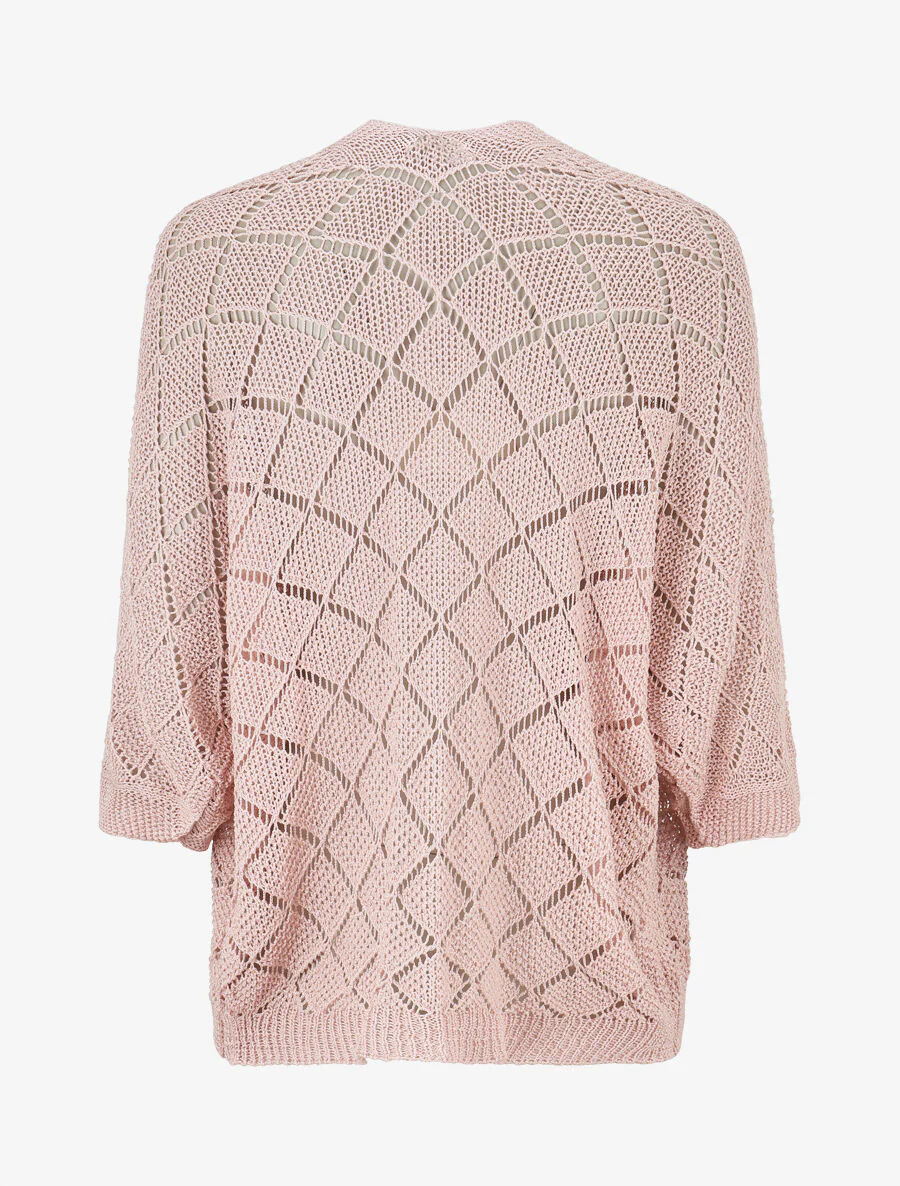 Open gebreid vest - Roze - Image 2