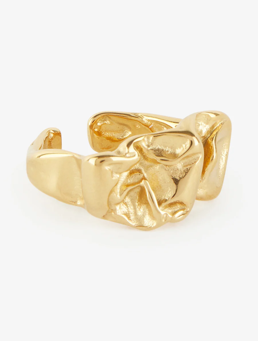 Open ring met gekreukt effect - Goud - Image 2