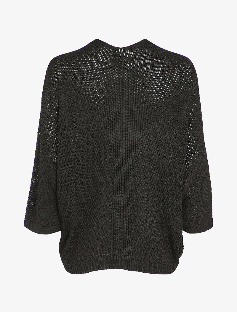 Oversized open vest met dolmanmouwen - zwart - Image 2