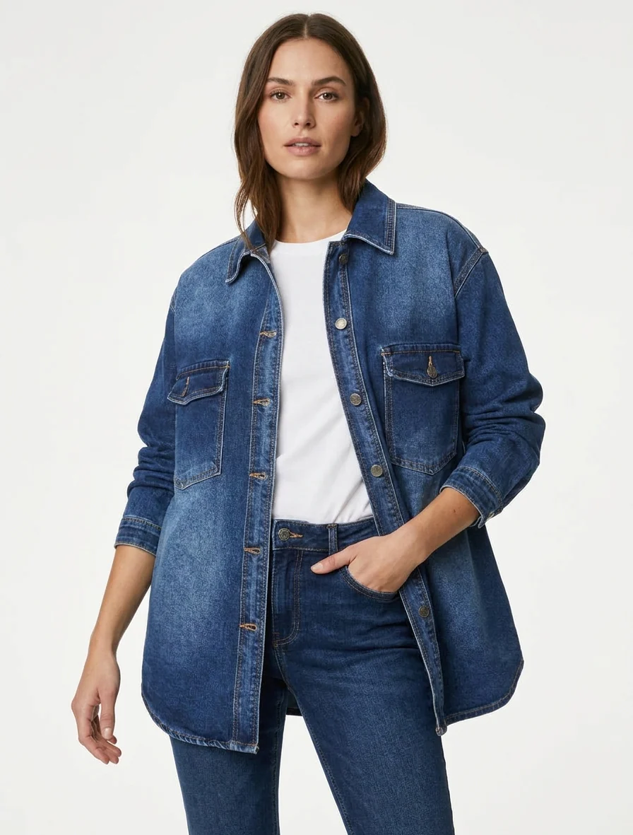 Oversized spijkerjas. - Blauwe denim - Image 4