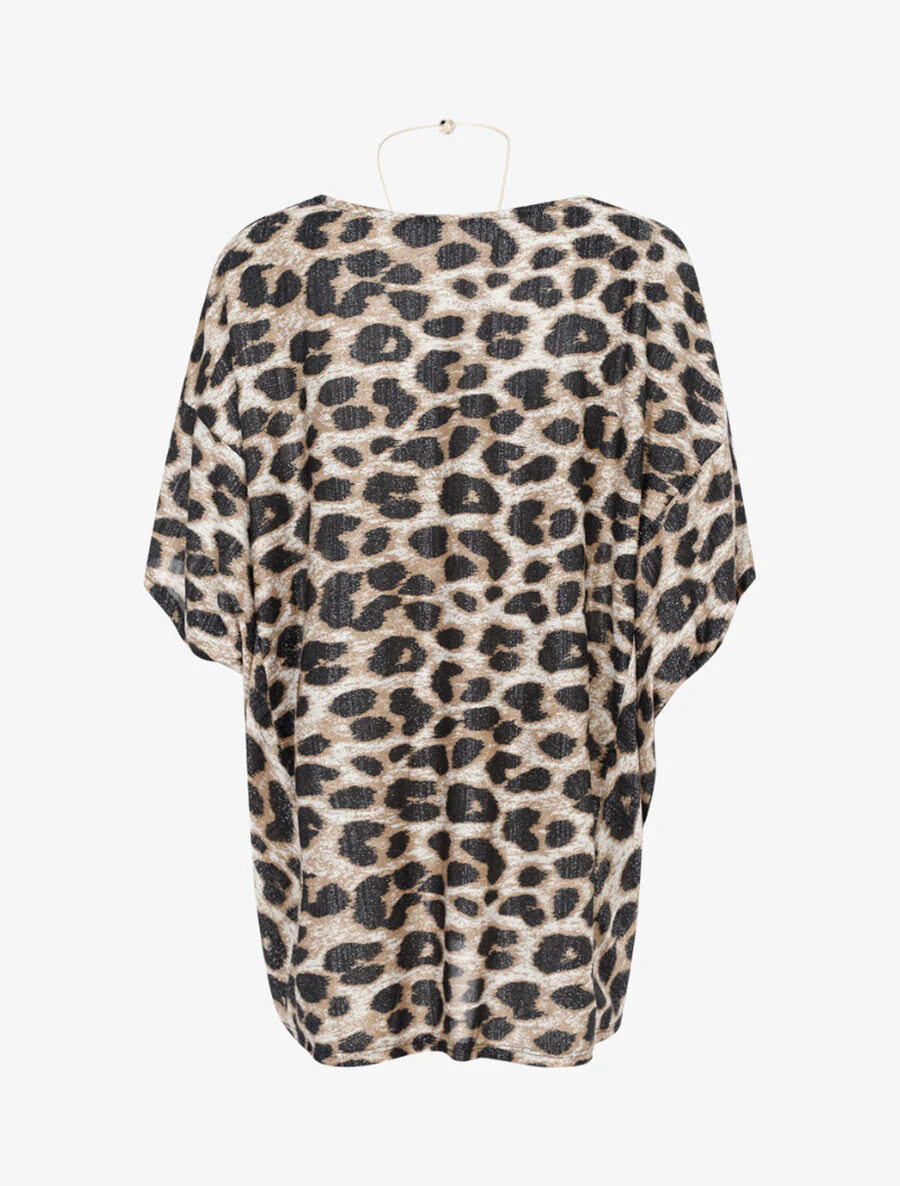 Oversized top met diagonale strepenprint - Beige - Image 2