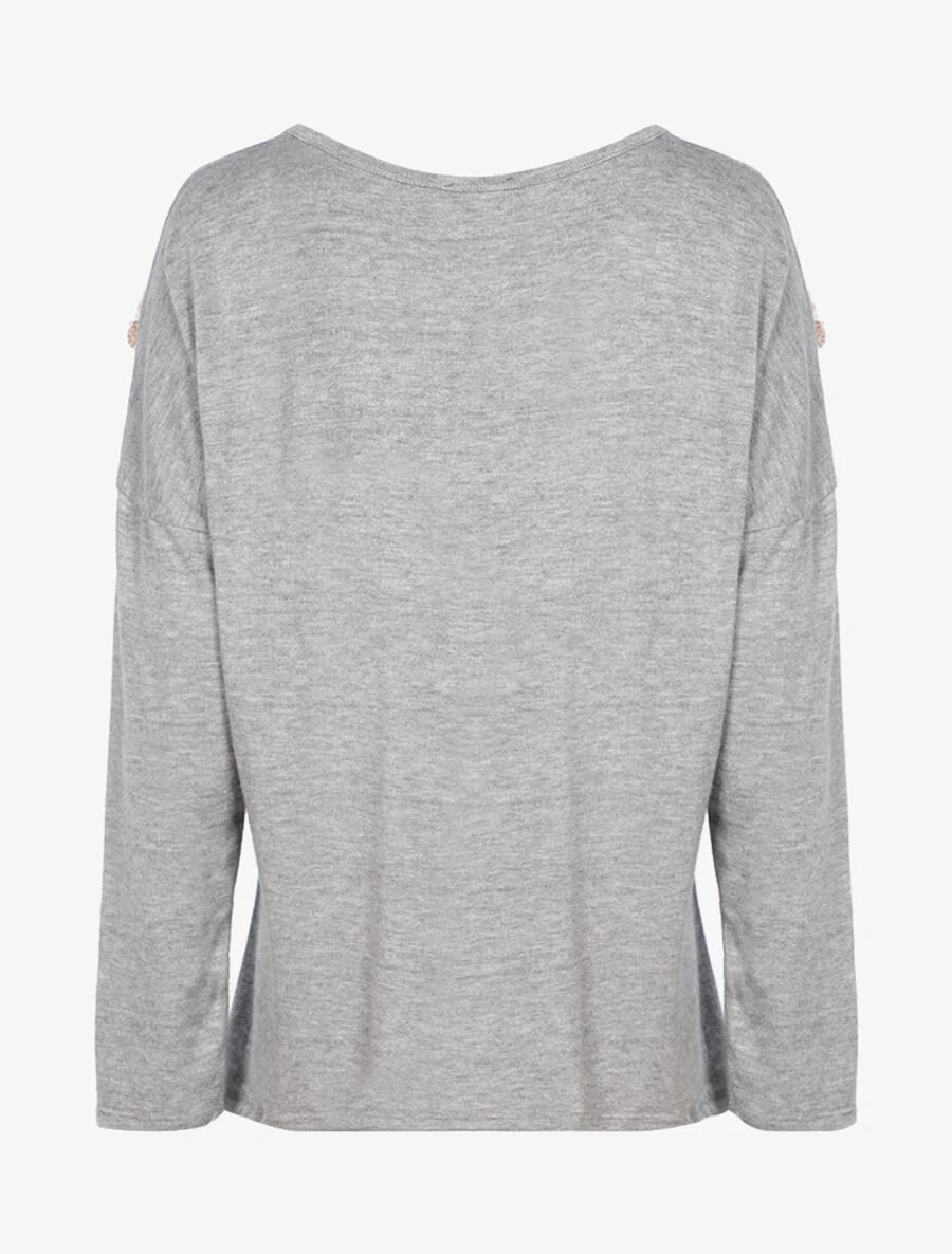 Oversized trui met grote glinsterende pailletten - Gemêleerd grijs - Image 2