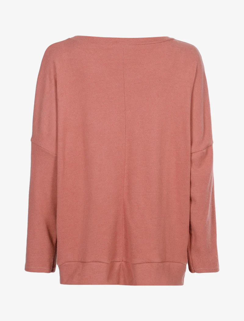 Oversized trui met reliëflossen - Roos - Image 2