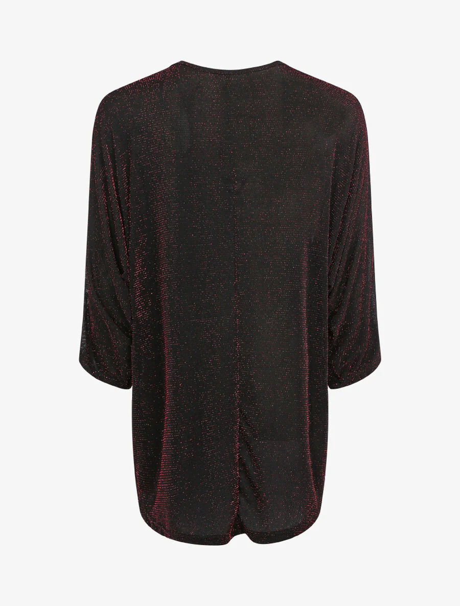 Pailletten dolman top met ritssluiting bij de hals - Rood - Image 2