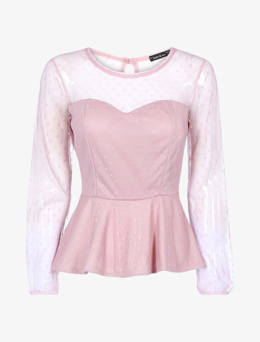 Peplum top met stippen - Roos
