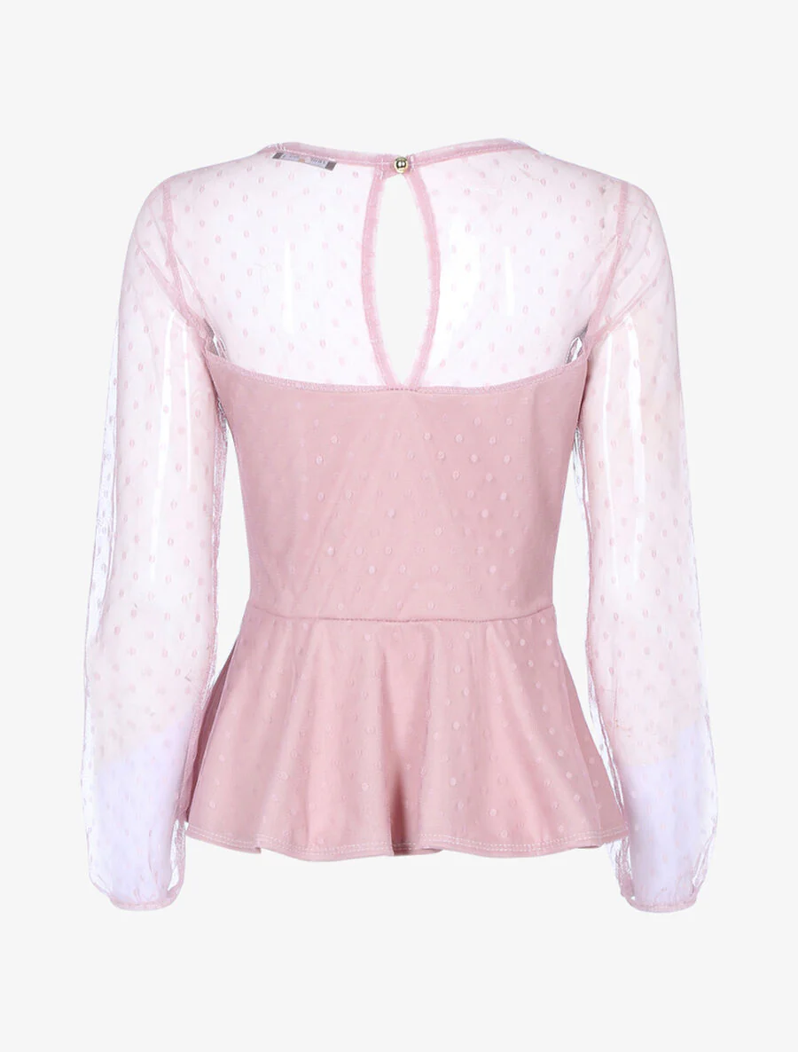 Peplum top met stippen - Roos - Image 2