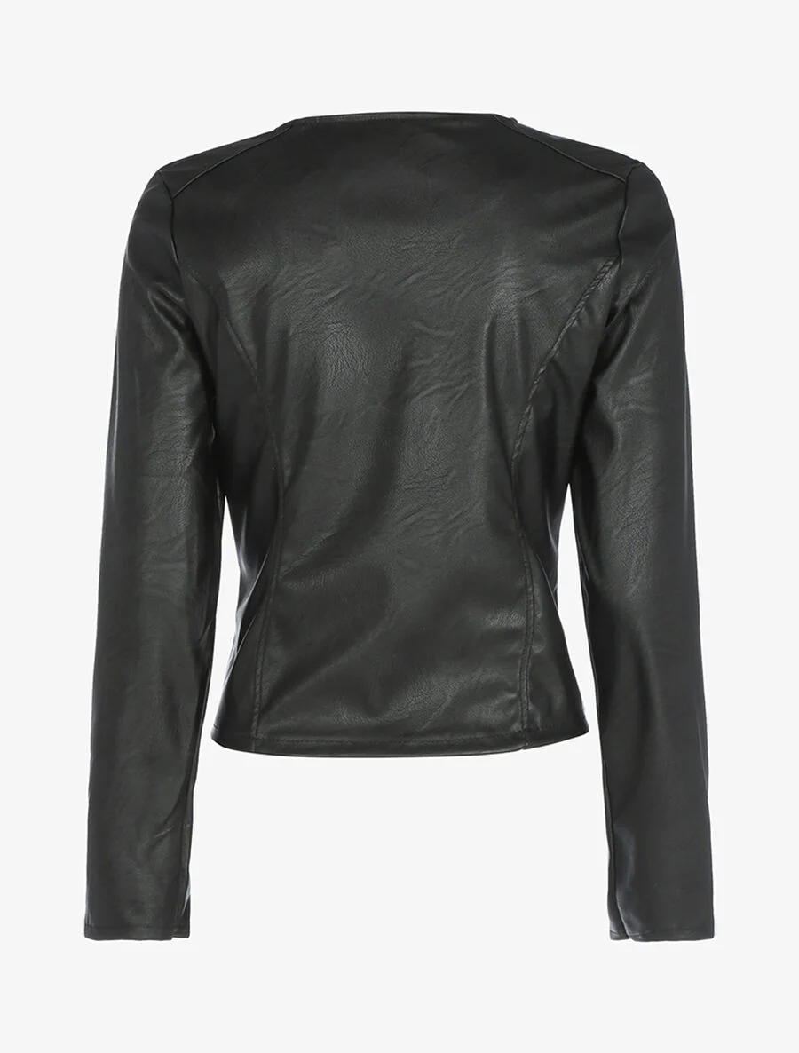 Perfecto-stijl jas in imitatieleer - Zwart - Image 2