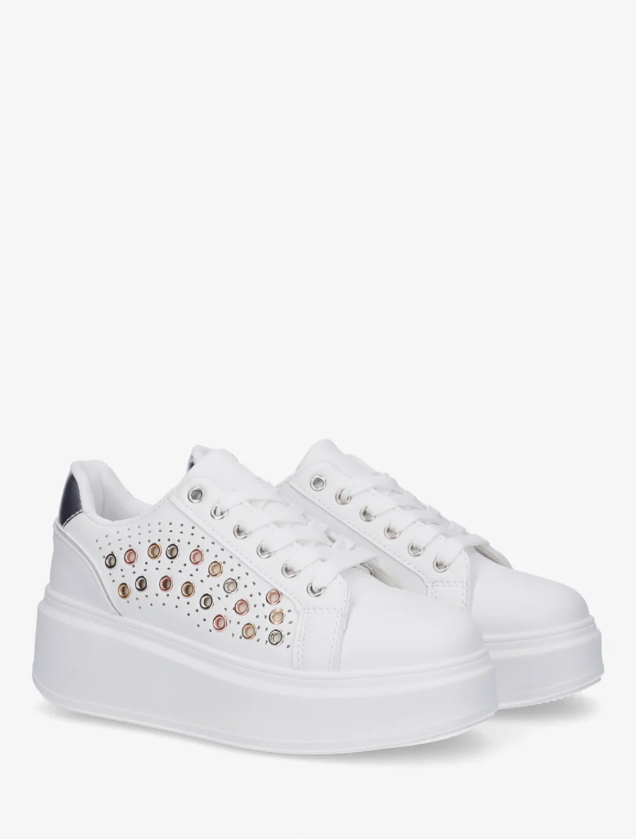 Plateauzolen sneakers met oogjes - Geld - Image 4