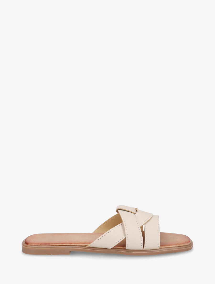 Platte muiltjes met gekruiste bandjes - Beige