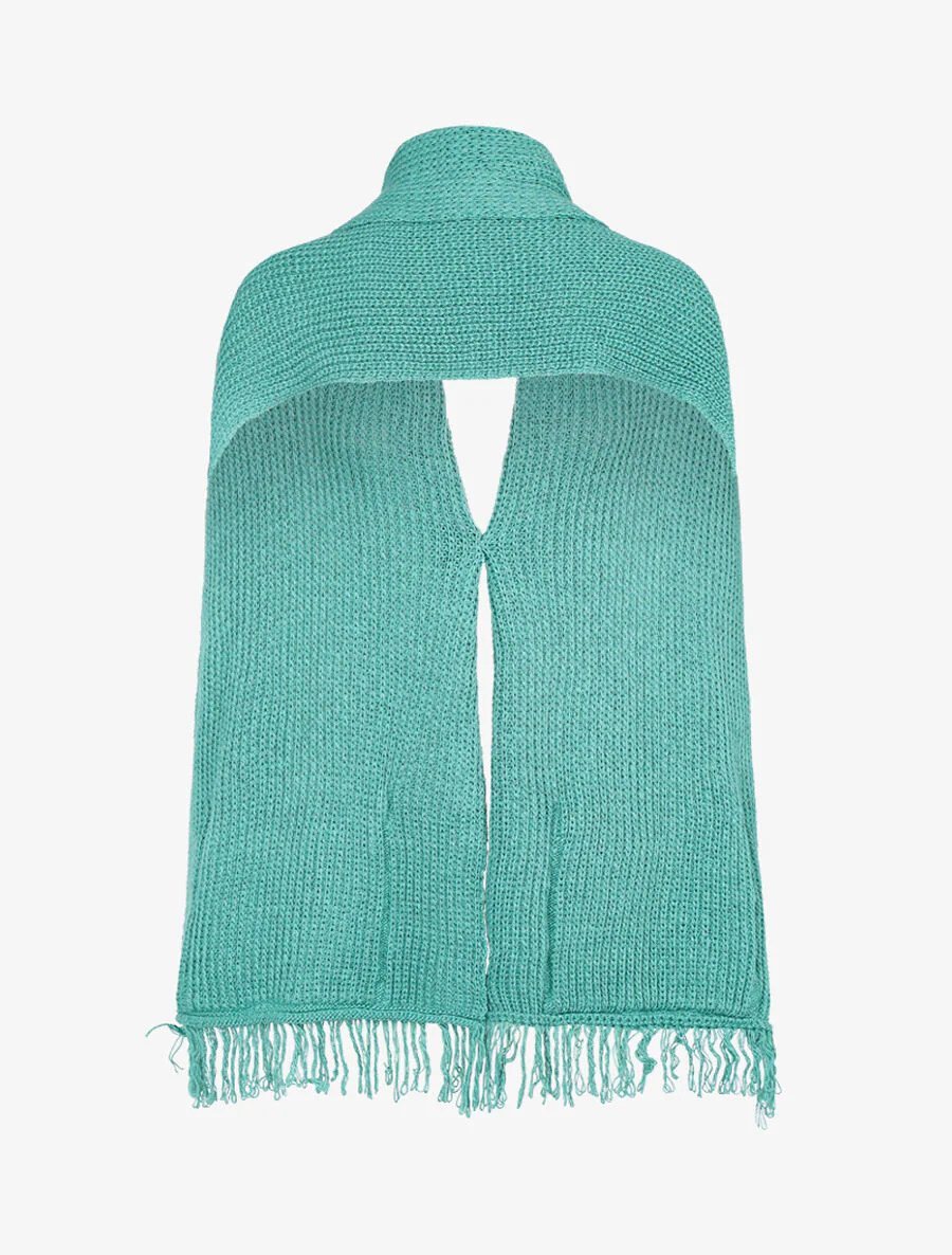 Poncho-stijl sjaal met zakken - Watergroen - Image 2