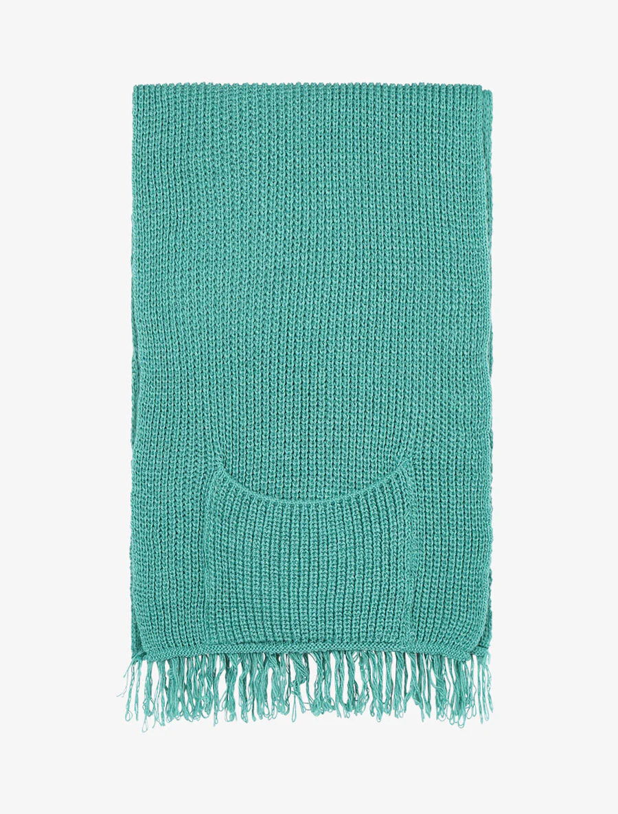 Poncho-stijl sjaal met zakken - Watergroen - Image 3