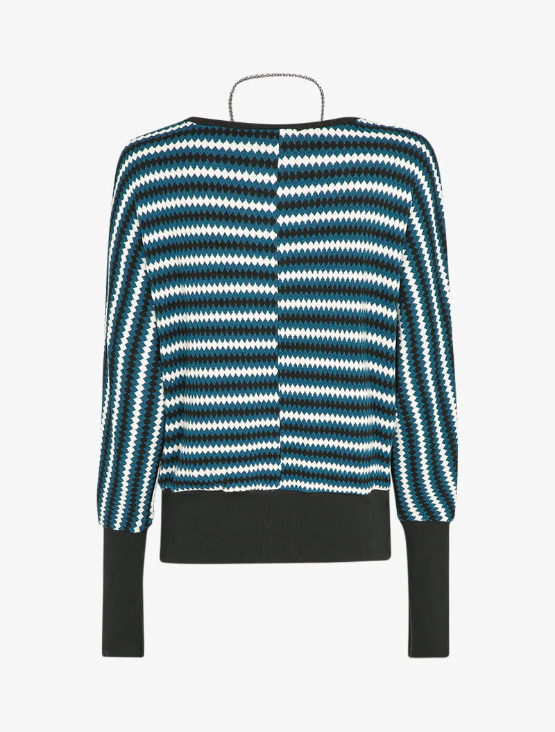 Bootschoen trui met geometrische print - Blauw - Image 2
