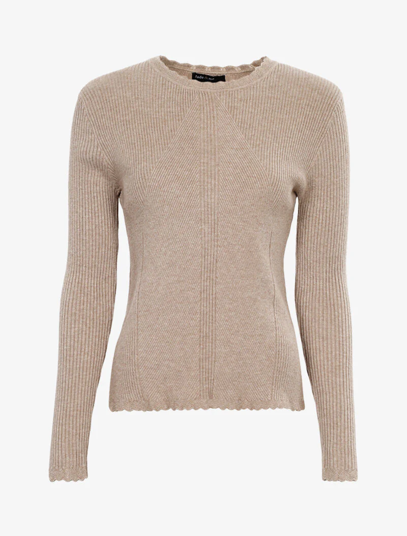 Trui met ribbelspel - taupe