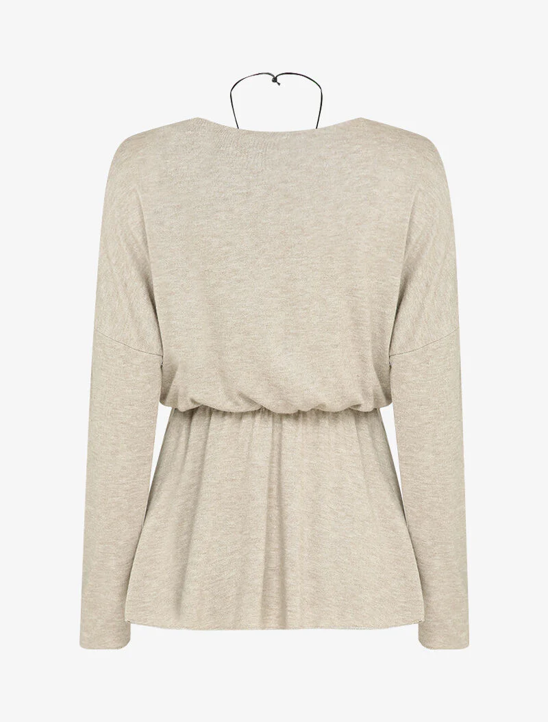 Peplum top met fijne snit - Camel - Image 2