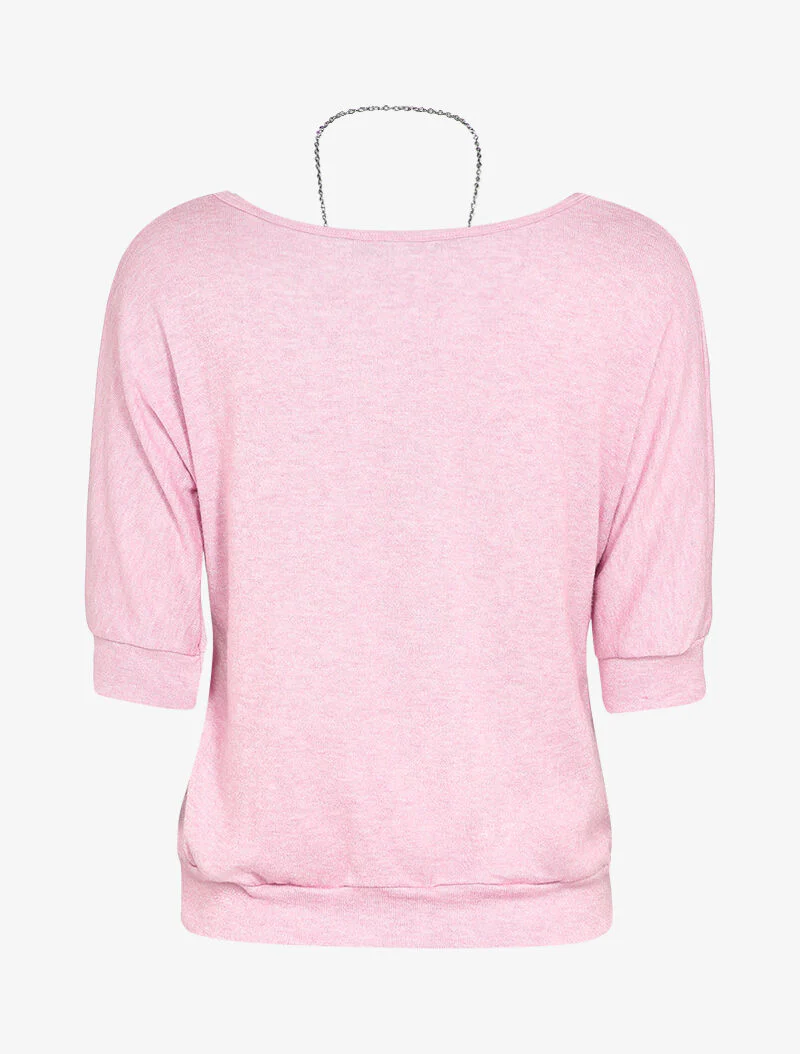 Vleermuis trui met schouderriem - Roze - Image 2