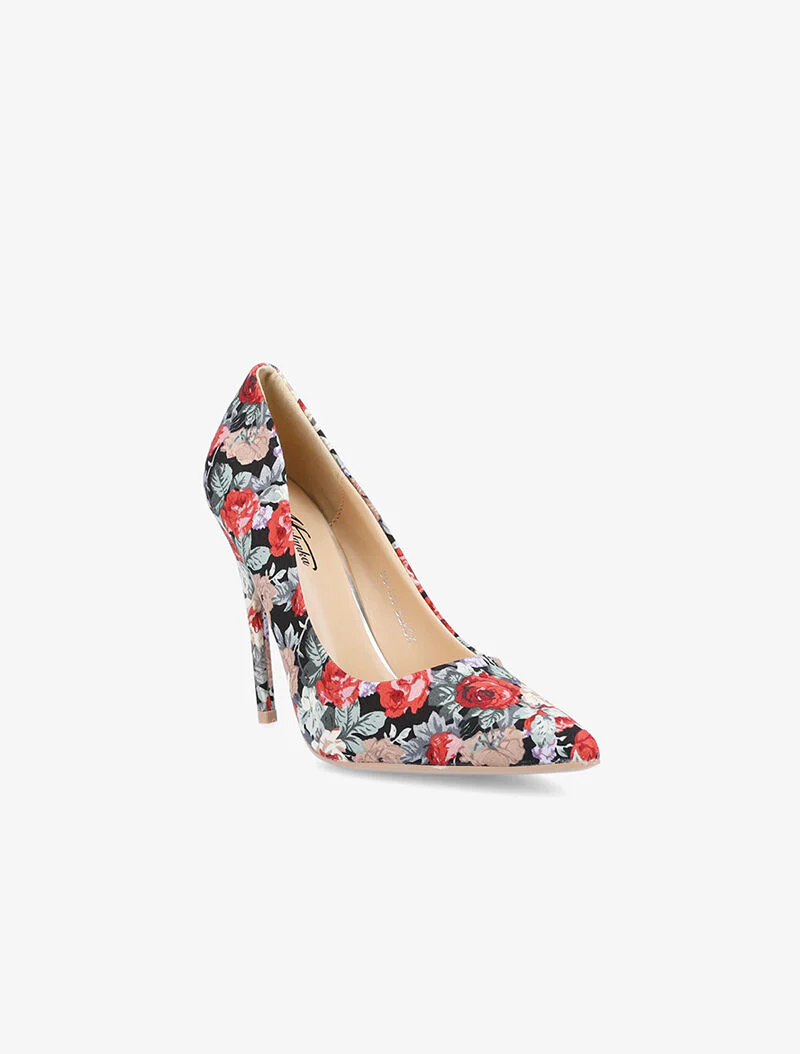Pumps met bloemenstof - zwart - Image 2