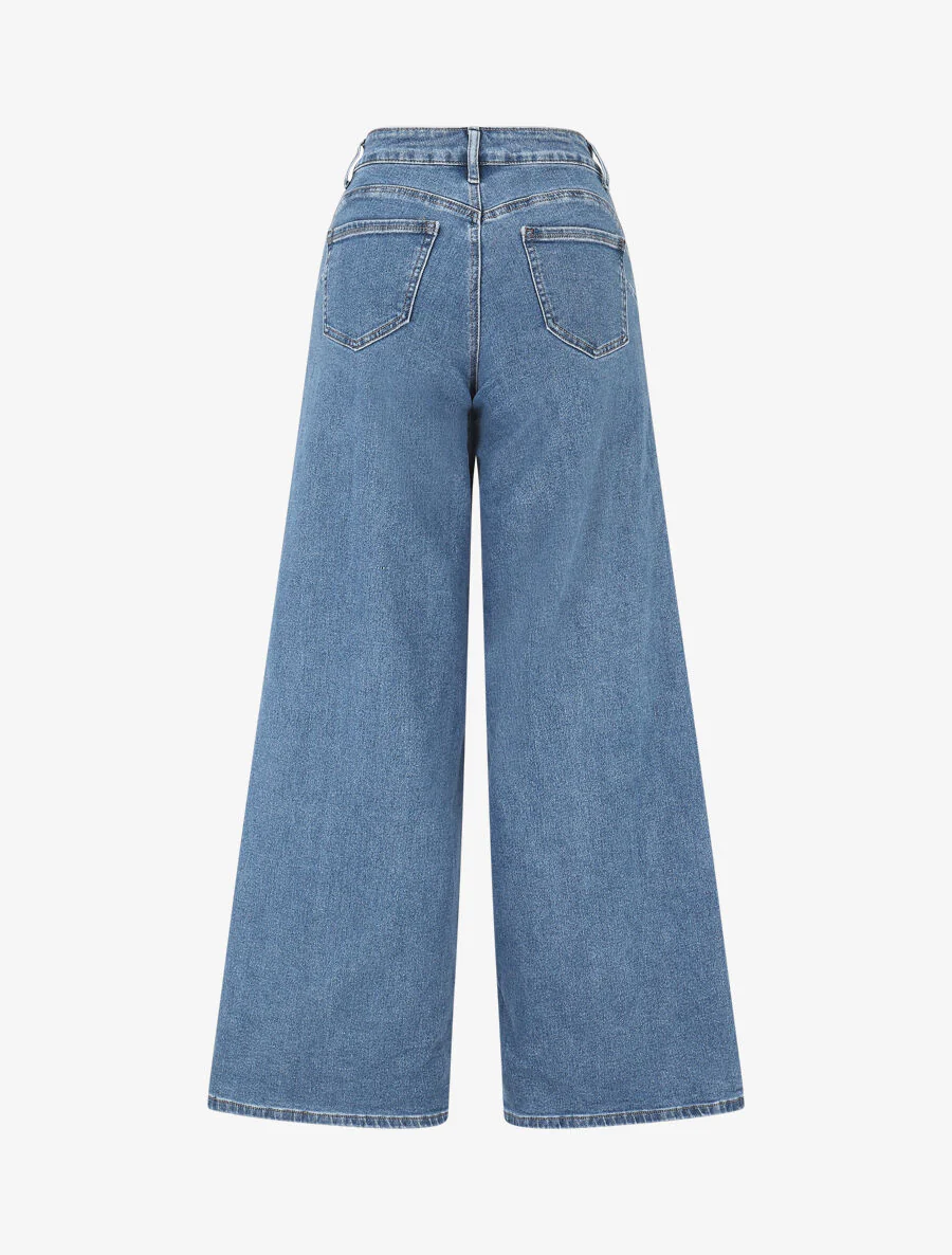 Push-up jeans met rechte wijde pijpen - Blauw stone - Image 2