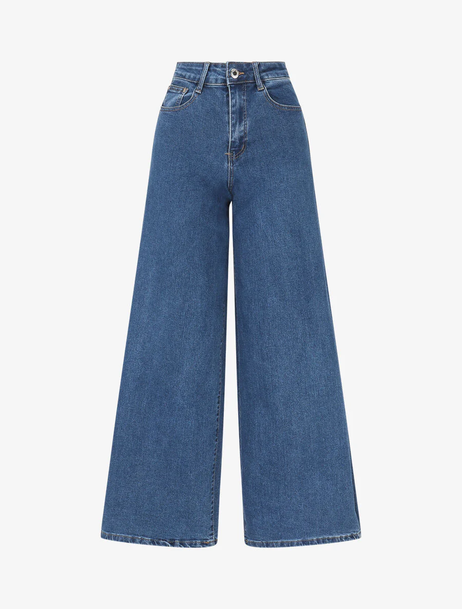 Push-up jeans met rechte wijde pijpen - Blauw denim