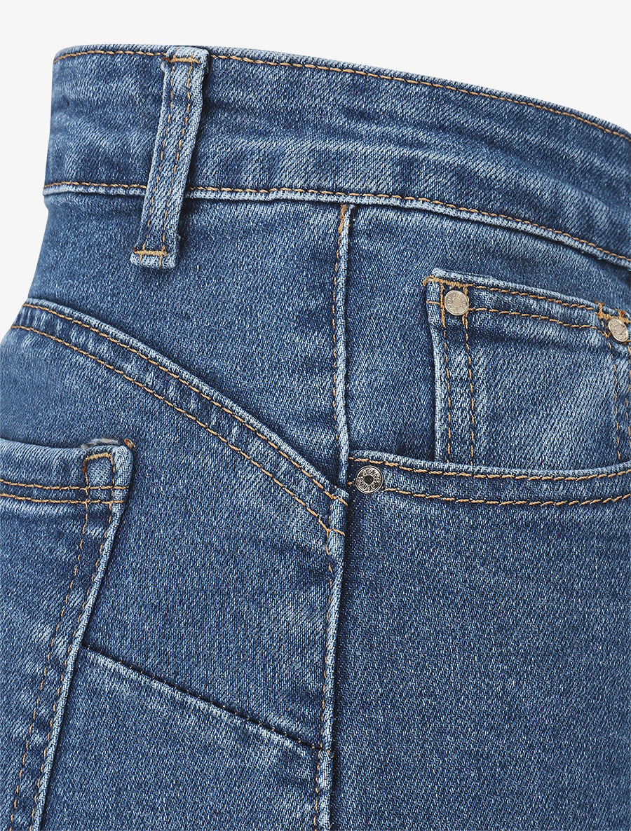 Push-up jeans met rechte wijde pijpen - Blauw denim - Image 3