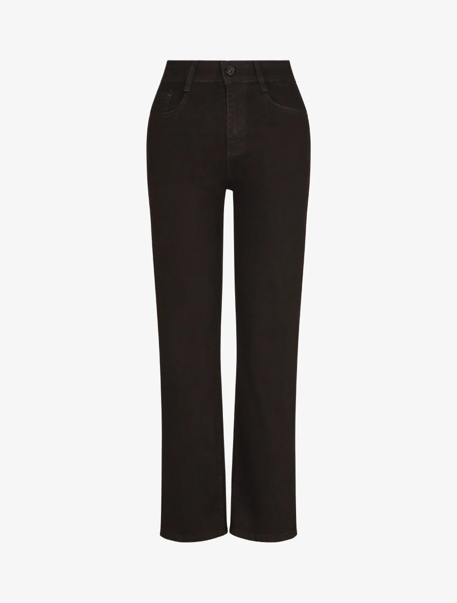 Push-up rechte jeans standaard taille - zwart