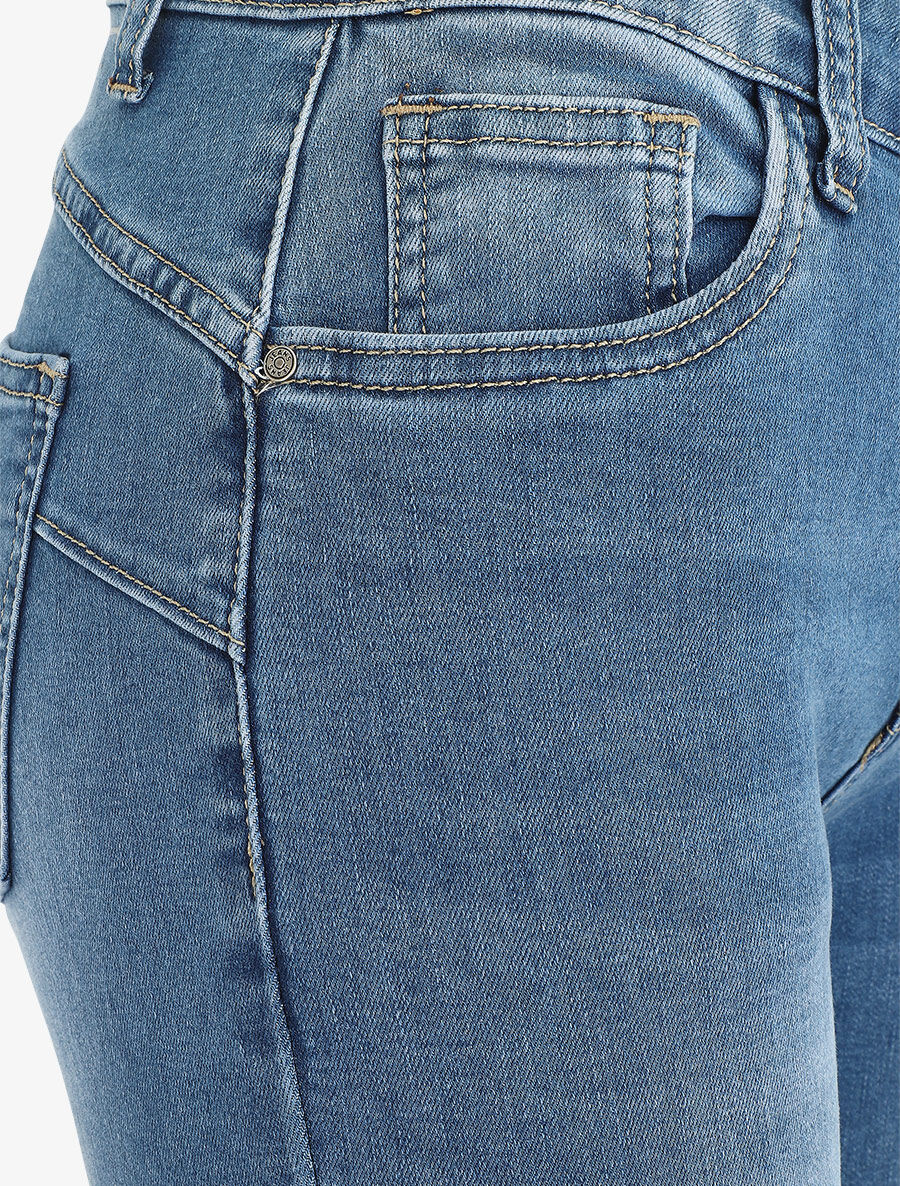 Push-up skinny jeans met hoge taille - lichtblauw - Image 3