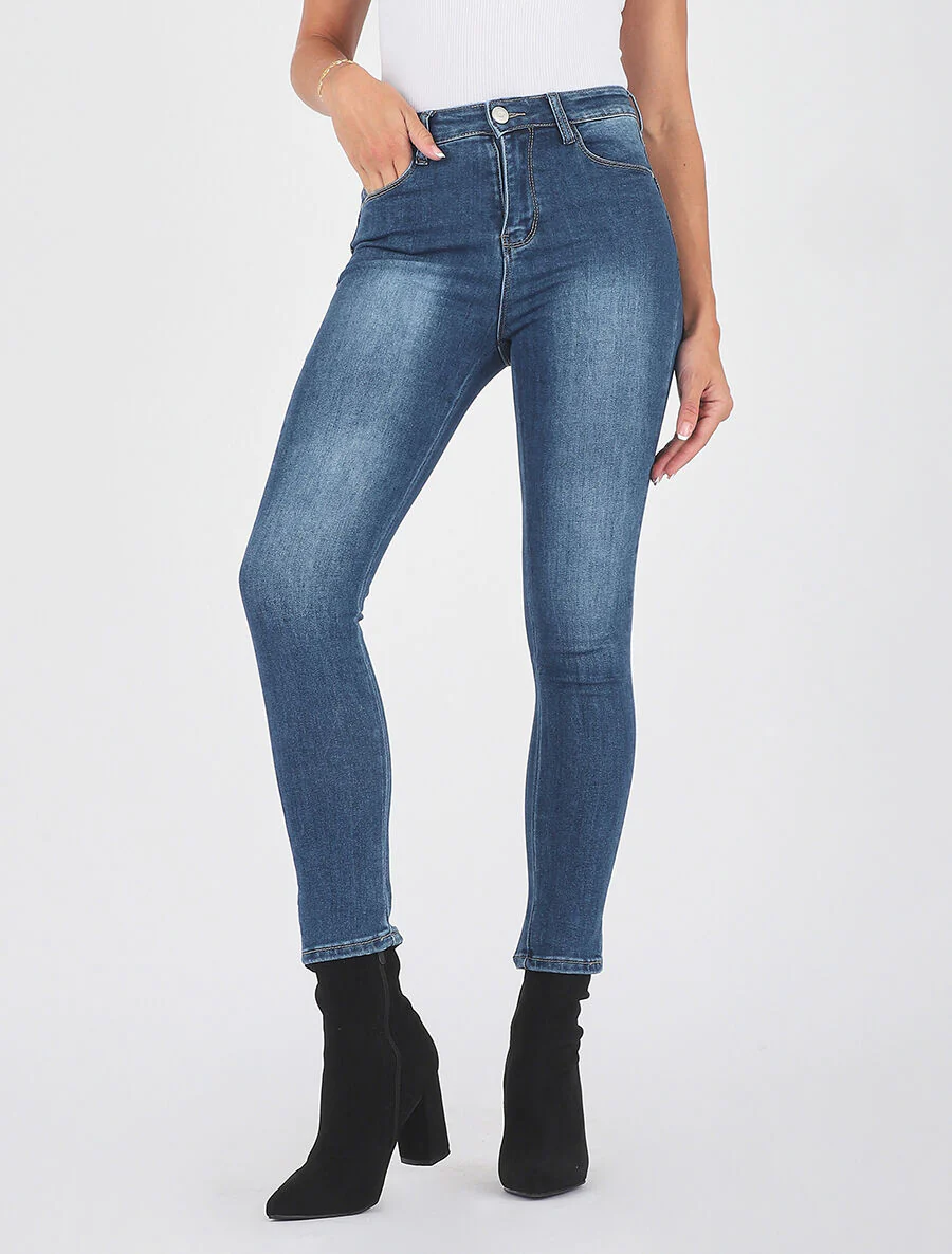 Push-up skinny jeans met hoge taille - blauw