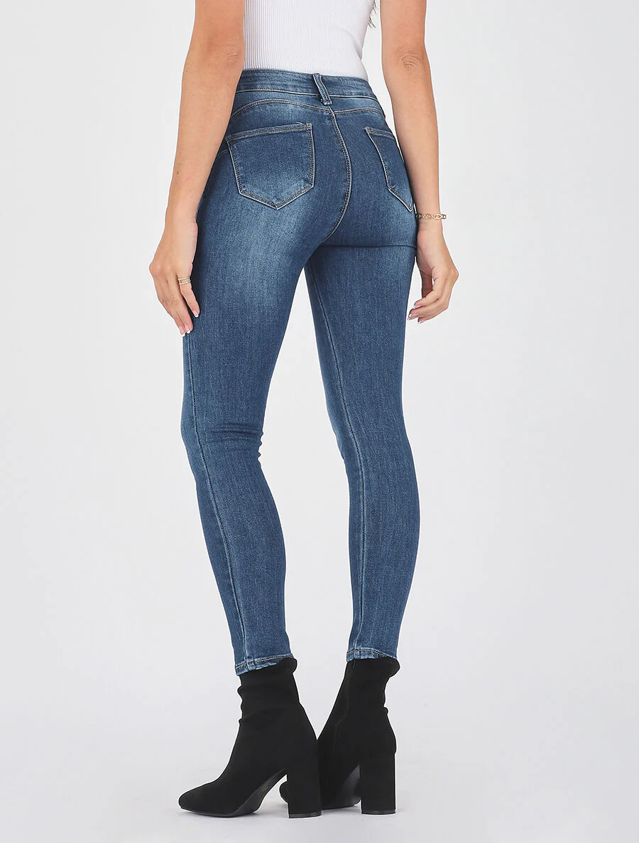 Push-up skinny jeans met hoge taille - blauw - Image 2