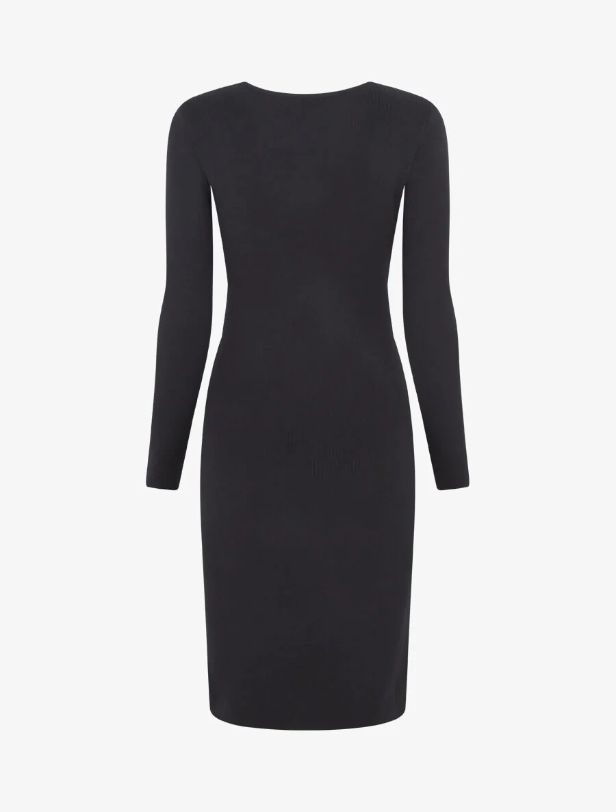 R Trui jurk met trompe-l'oeil strass riem - zwart - Image 2