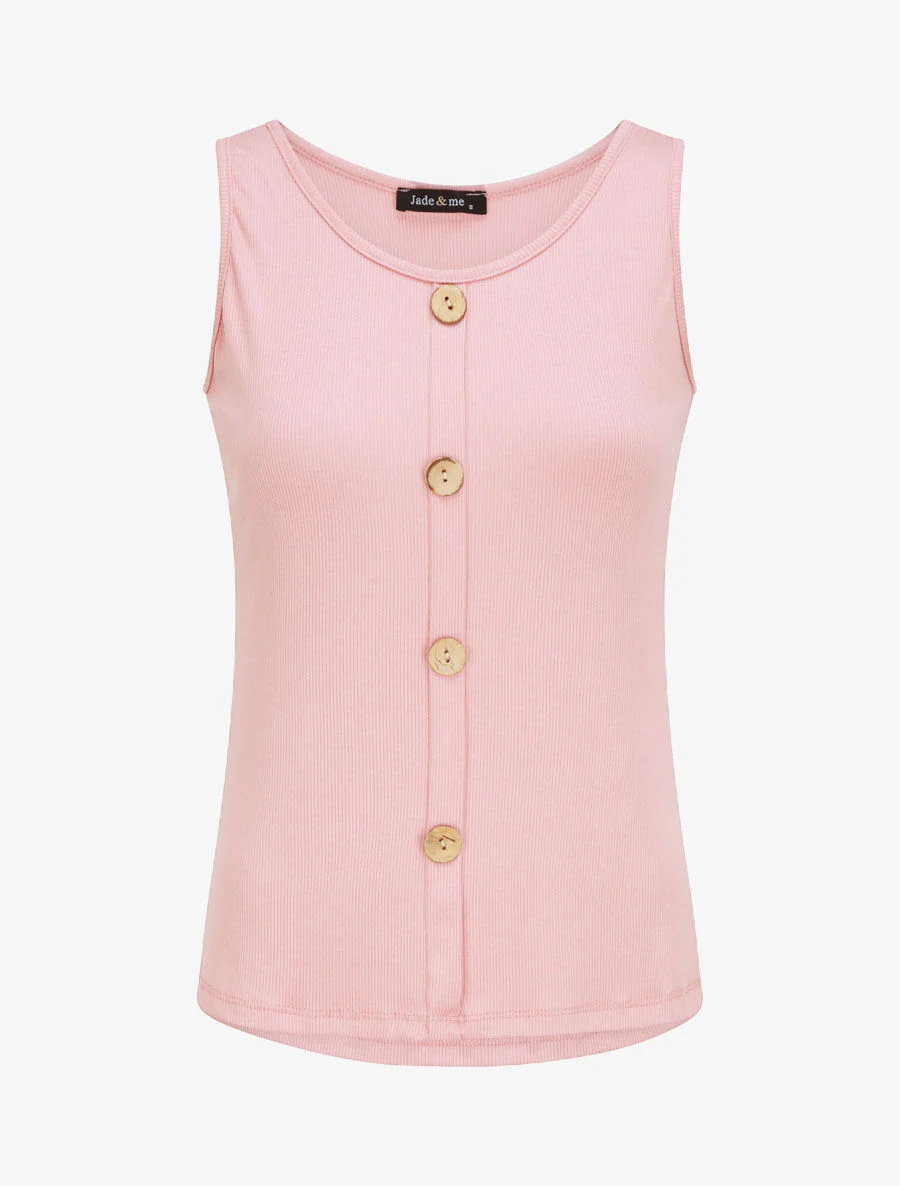 Recht gebreide gebutste singlet - Roze