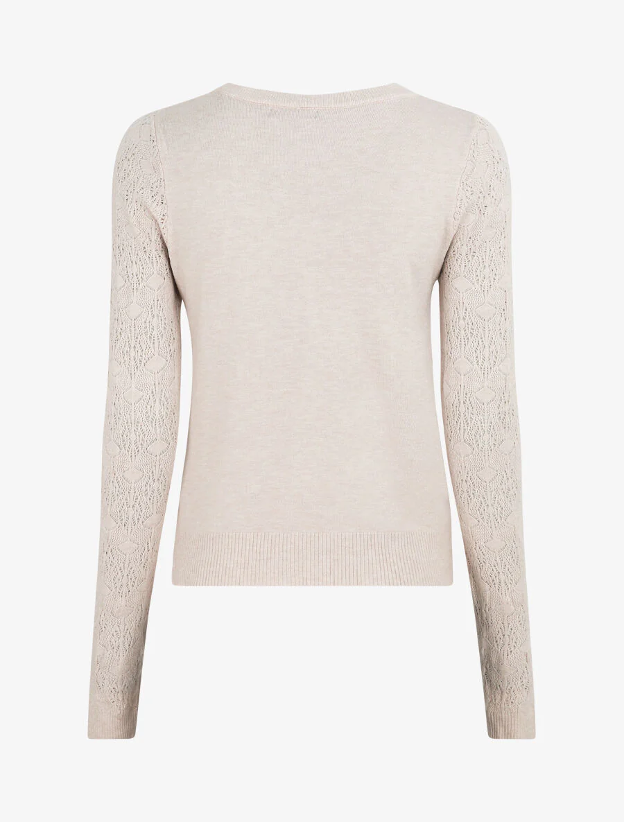 Recht gilet met fantasie tricot mouwen - beige - Image 2