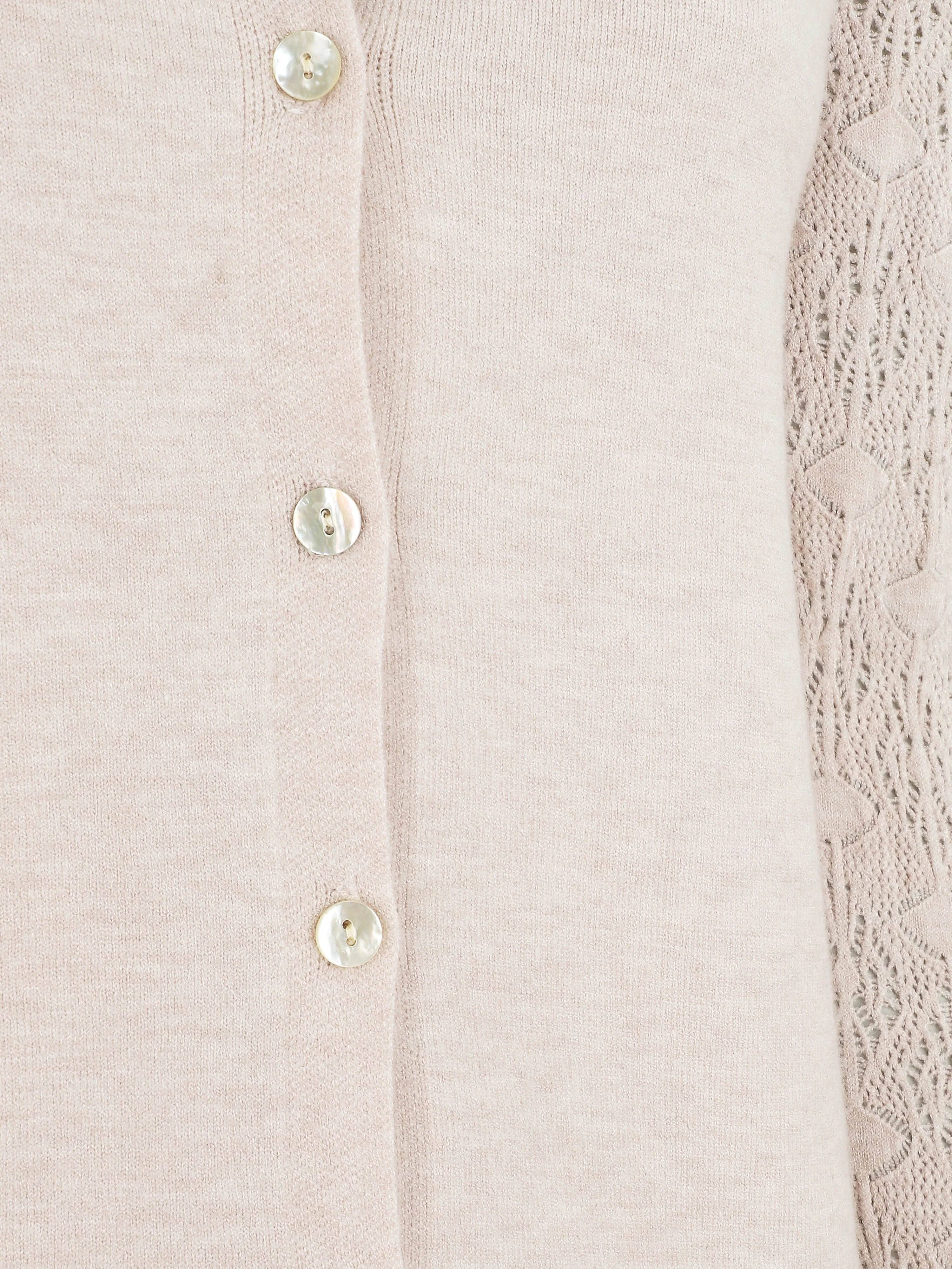 Recht gilet met fantasie tricot mouwen - beige - Image 3