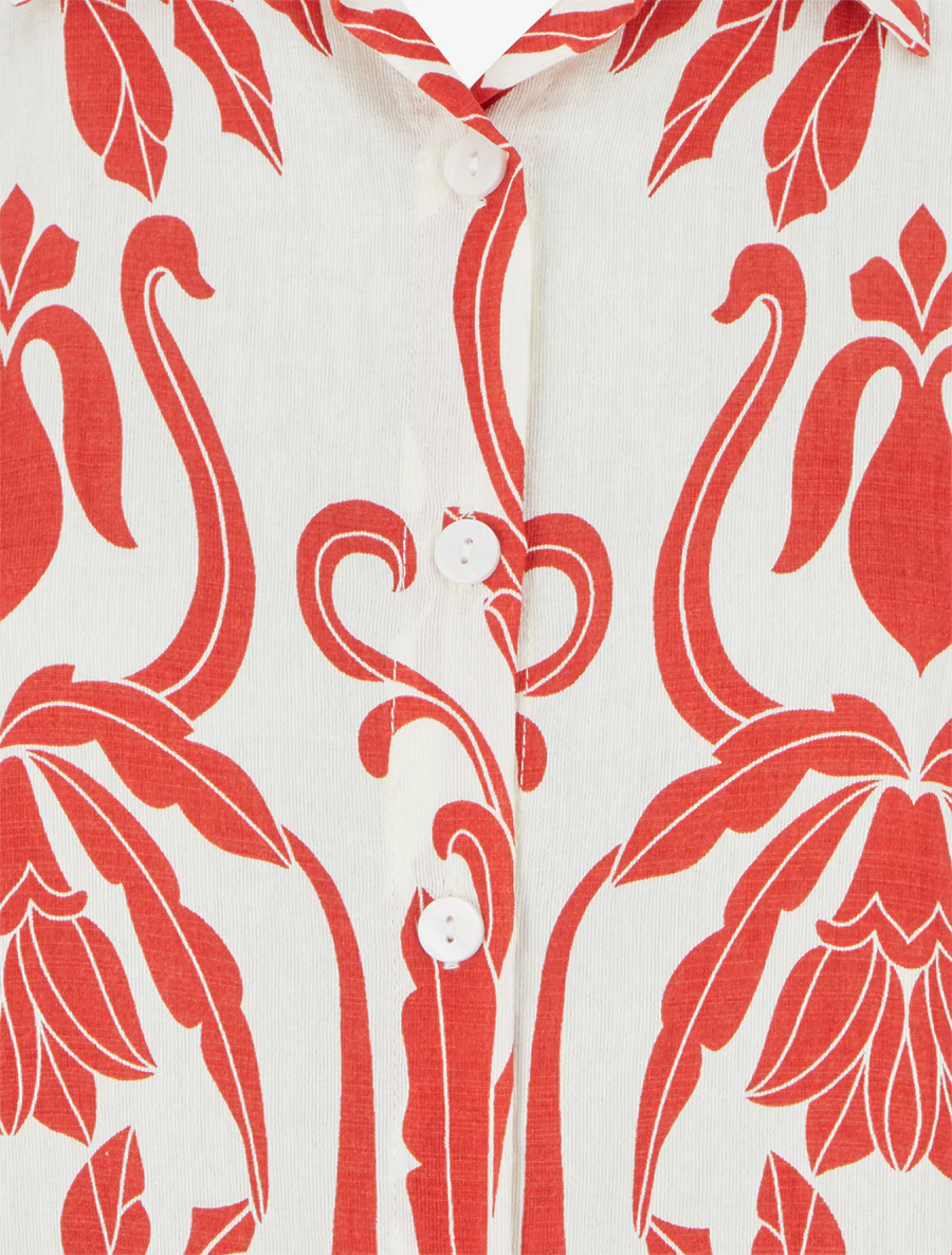 Recht mouwloos hemd met arabesk motief - Rood - Image 3