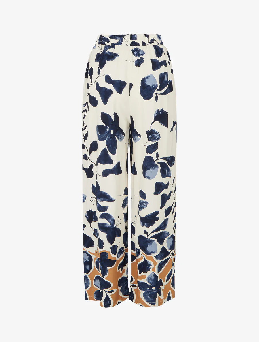 Rechte broek met bloemenprint - Marine - Image 2