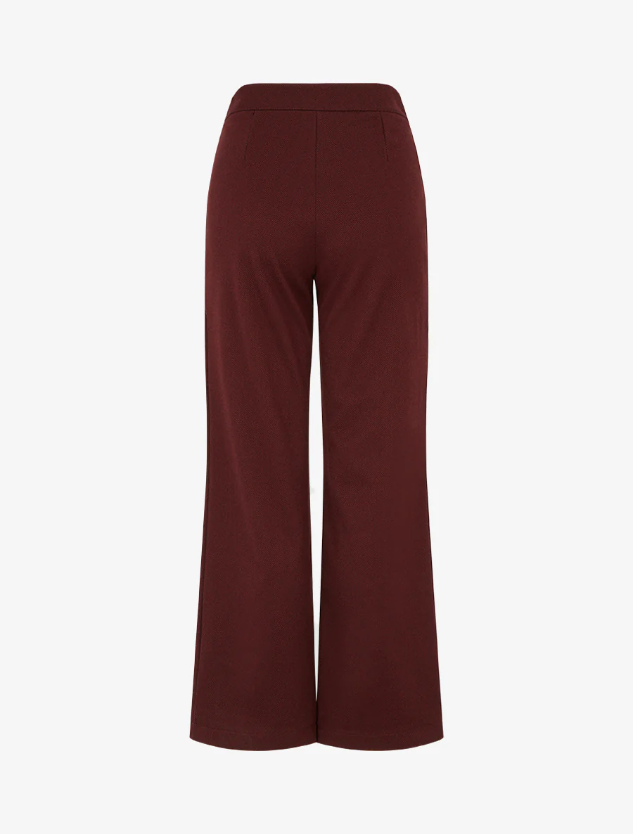 Rechte broek met chevronprint en knopen. - Bordeaux - Image 2